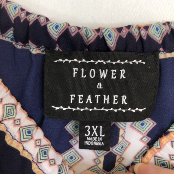 Flower & Feather Floral Chiffon Tunic/Blouse Off Shoulder Size 3XL - Picture 7 of 12